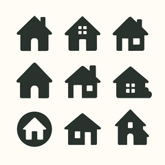 House icons set. Home icon collection. Real estate. Flat style houses symbols for apps and websites on whitr background