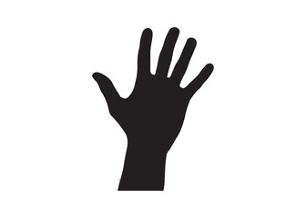 Vector art of black silhouette of a hand with five fingers