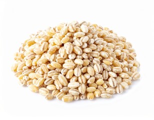 Fototapeta premium High-resolution image of raw pearl barley grains, perfect for culinary, health, and nutrition-related projects.