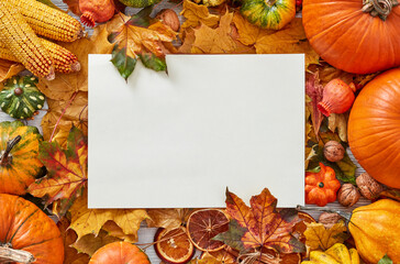 Blank paper and autumn elements