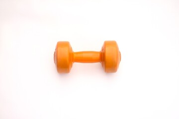 Orange dumbbells on a white background