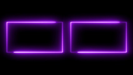 Vibrant purple neon frames illuminate a modern black backdrop, perfect for eye-catching designs or trendy social media overlays and sleek presentation templates