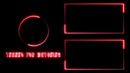 Modern end screen template with vibrant red neon glow, perfect for YouTube video outro, final thoughts, and call to action on your channel now