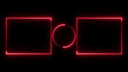 Neon Red YouTube End Screen Template with Glowing Dual Frames
