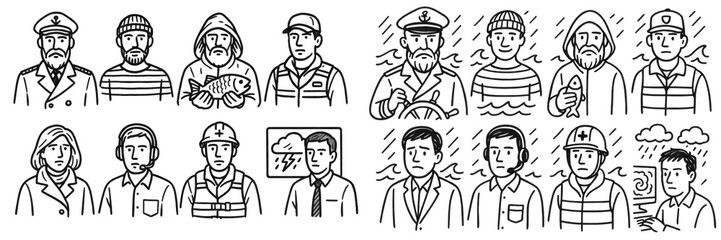 Sailors and weather forecasters illustration