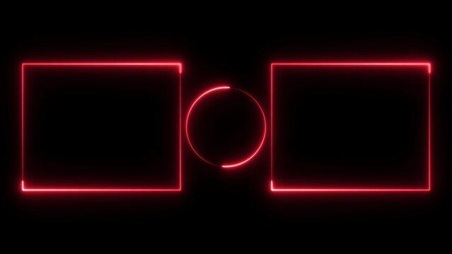 Neon Red YouTube End Screen Template with Glowing Dual Frames