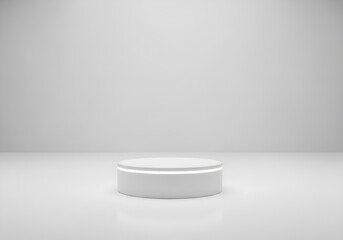 Minimalist white hexagonal pedestal stage for product display and presentation