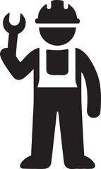 Handyman wearing safety helmet illustration, construction worker vector, repair and maintenance icon.