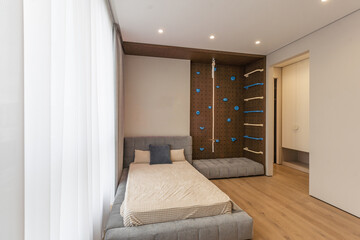 Interior of hotel apartment, bedroom