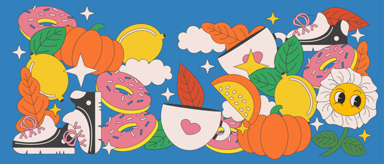 Abstract retro background with autumn vibe, autumn mood retro banner