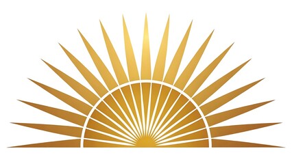 Radiant golden sunburst emblem with semicircular arch and sharp rays