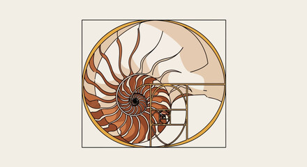 Obraz premium Nautilus shell golden ratio diagram mathematical proportion geometry science nature beauty