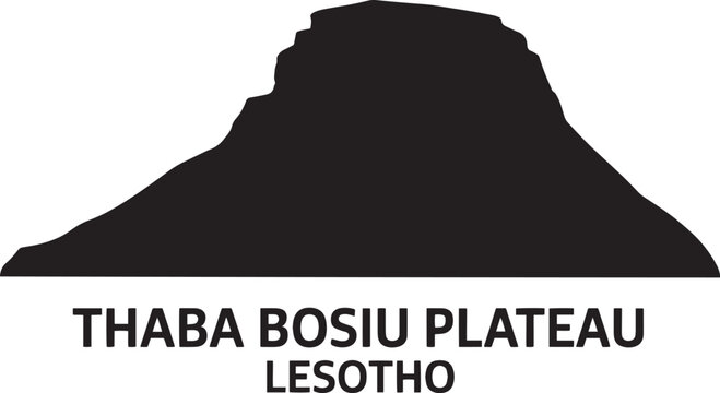 Thaba Bosiu Plateau in Lesotho African landmark silhouette mountain peak geology geography