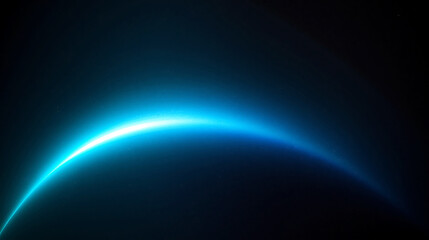 Fototapeta premium Abstract Cyan Light Curve Against Dark Background Evoking Technology and Space Exploration