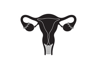 Vector art of black silhouette of a uterus for medical use