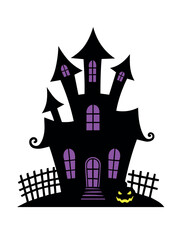 Halloween Haunted House Shadow Silhouette Vector Illustration
