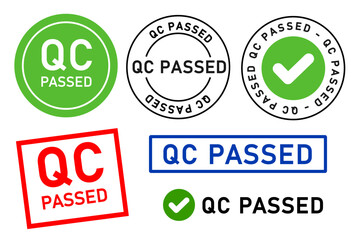 qc passed pass quality control label tag seal control sticker template design