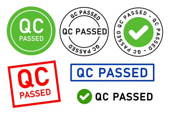 qc passed pass quality control label tag seal control sticker template design