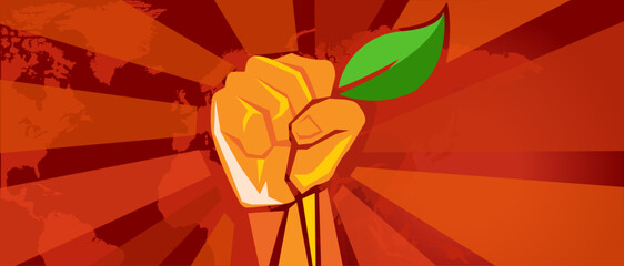 ecology environmental revolution leaf green demonstration movement hand holding leaf
