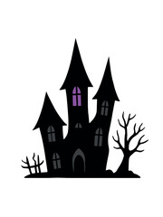 Halloween Haunted House Shadow Silhouette Vector Illustration
