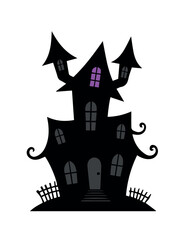 Halloween Haunted House Shadow Silhouette Vector Illustration
