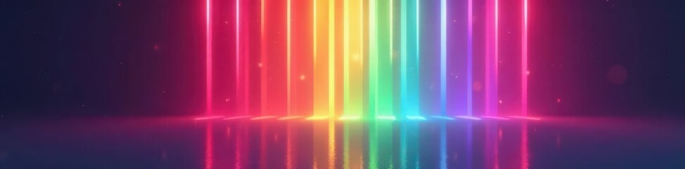 Dynamic rainbow light rays streak vertically, creating a vibrant motion gradient , technology, rainbow, shimmer