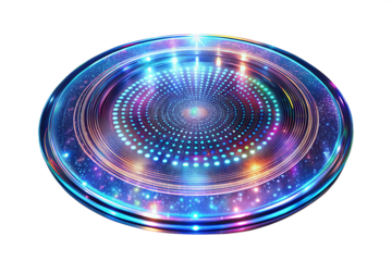 Futuristic Glowing Circular Device with Abstract Light Pattern