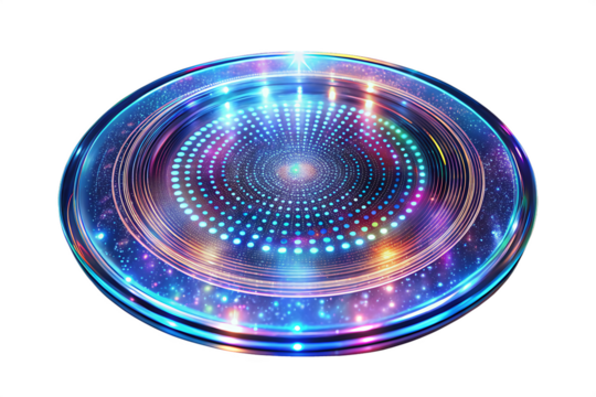 Futuristic Glowing Circular Device with Abstract Light Pattern