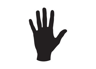 Obraz premium Vector art of black human hand silhouette, palm open and fingers up