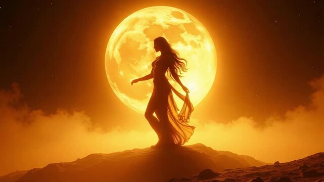 Divine Goddess Parvati in Tranquil Silhouette on Venus: A 4K Video of Love, Harmony, and Balance Bathed in Golden Haze 18oct