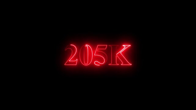 Thank you 205k followers. realistic neon sign animation. Confetti celebrate party effects, social media milestone motion graphics animation. 4k