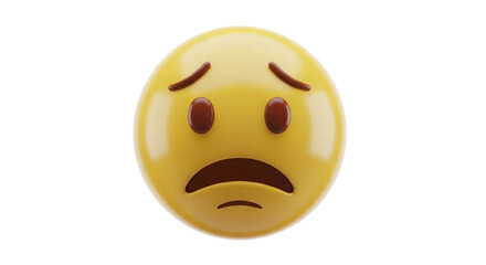 Fototapeta premium Melancholic Expression: A close-up rendering of a yellow emoji with a dejected expression, perfectly capturing feelings of sadness or worry. 