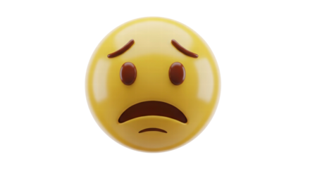 Melancholic Expression: A close-up rendering of a yellow emoji with a dejected expression, perfectly capturing feelings of sadness or worry. 