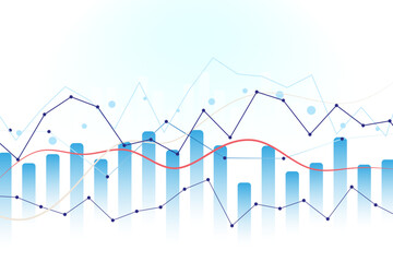 Abstract financial data graph featuring candlestick and line charts

