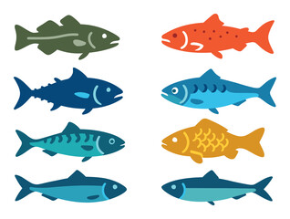 Colorful Fish Icon Grid