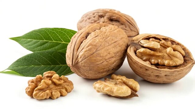 walnuts isolated on white background orbit right video