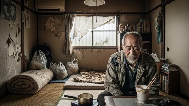 ボロアパートに住む高齢男性