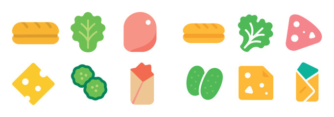 Colorful Sandwich Icons