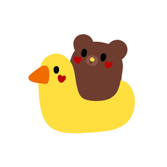 bear cubs and yellow ducks illustration