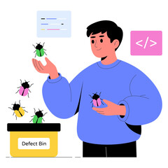 Collecting and managing software bugs during QA testing PNG File On Transparent Background
