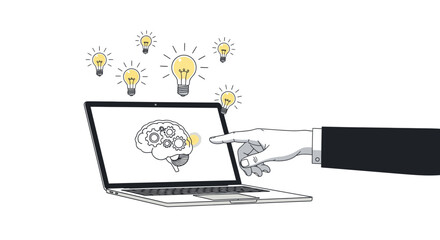 Unlock innovative solutions with creative brainstorming on your laptop, powered by brilliant ideas and strategic thinking for business growth and success