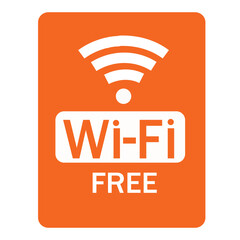 Free wifi lebel in orange color 
