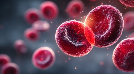 Close-Up View of Red Blood Cells in a Scientific Illustration