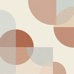 Abstract Minimalist Geometric Tiles Background with Overlapping Circle and Earthy Muted Colors