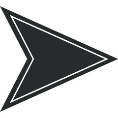 Dark Gray Arrow Shape With White Outline Pointing Right Direction Isolated on Transparent Background Simple Geometric Design Element for Navigation and Directional Cues