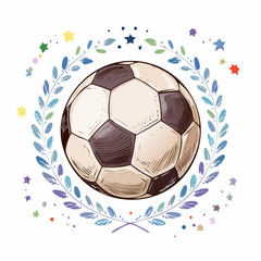 Naklejka premium Illustration Football Detailed Classic Sports Ball Game Hand Drawn