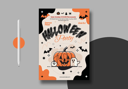 Spooky Halloween Party Poster Design
