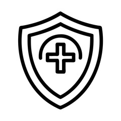 Minimalist healthcare shield icon with medical cross symbol
