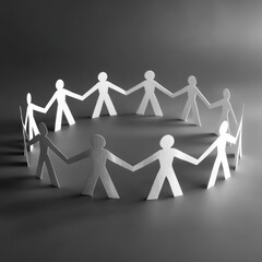 Paper cut out figures holding hands