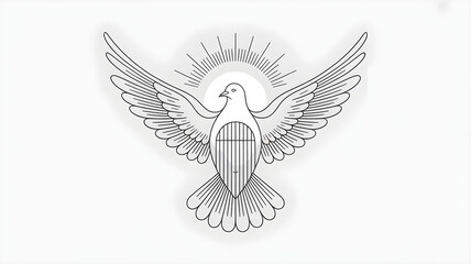 Obraz premium Symbol of hope, peace, and freedom a stylized dove with outstretched wings and radiant halo